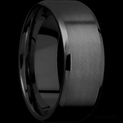 8 mm wide Beveled Zirconium band.