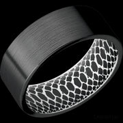 8 mm wide Flat Zirconium band featuring a White sleeve.