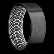 8 mm wide Flat Zirconium band featuring a White sleeve.