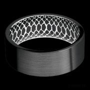 8 mm wide Flat Zirconium band featuring a White sleeve.