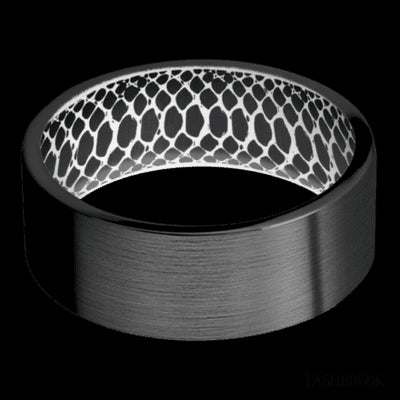 8 mm wide Flat Zirconium band featuring a White sleeve.